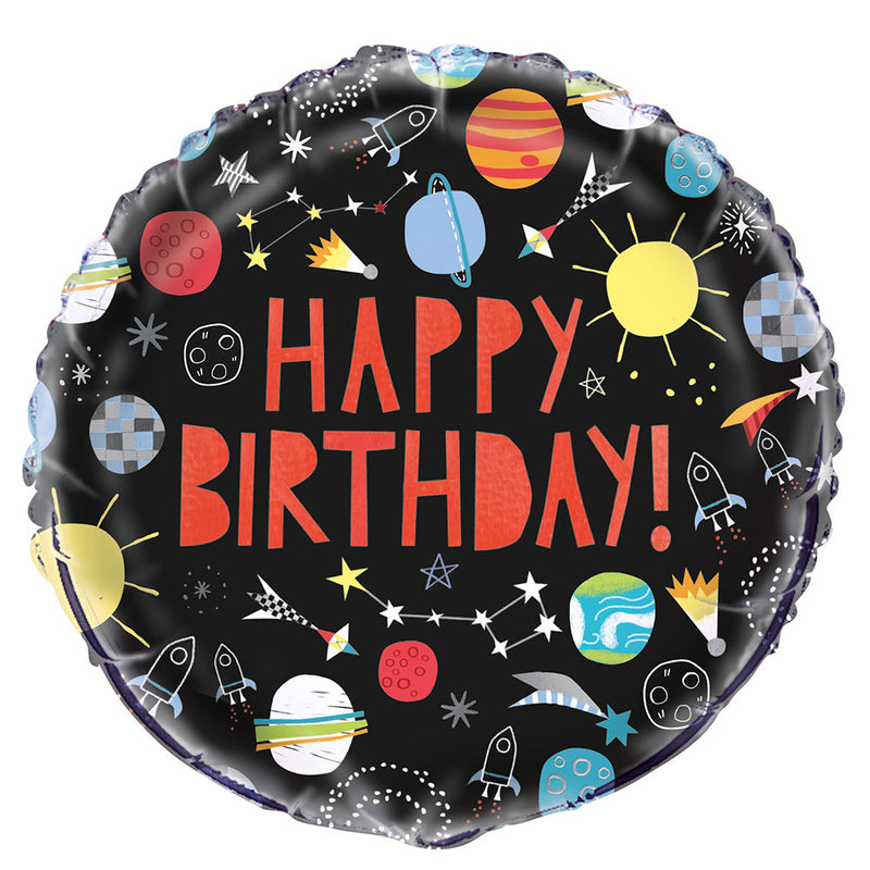 Outer Space Happy Birthday Foil Balloon