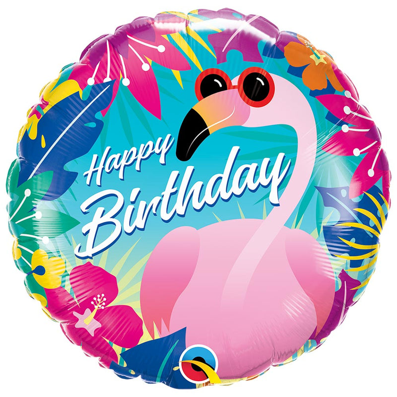 Tropical Flamingo Happy Birthday Foil Balloon