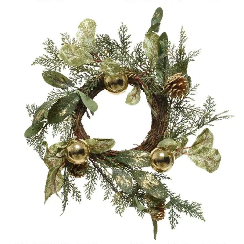 Golden Baubles and Pinecones Wreath Christmas 2024