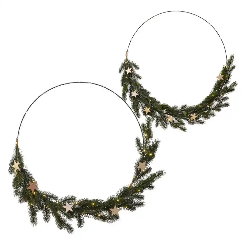 Pine Leaves and Stars Wreath Christmas 2024