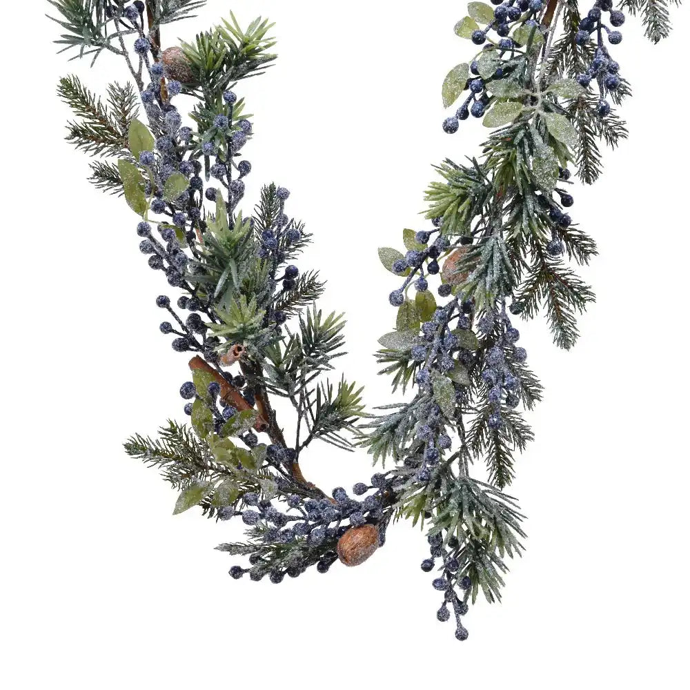 Frosted Blue Berries, Cinnamon and Nuts Garland Christmas
