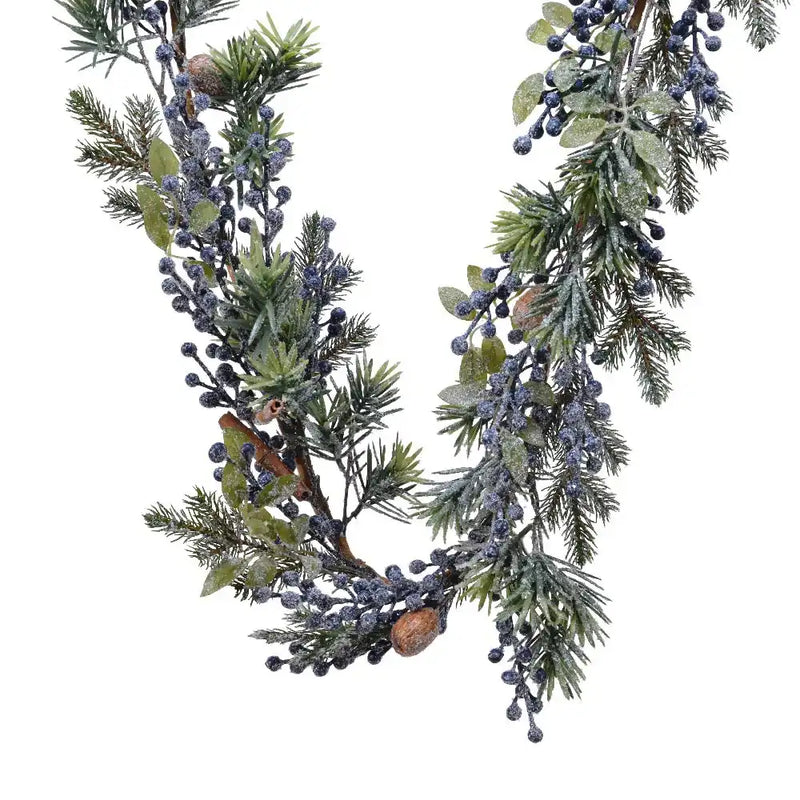 Frosted Blue Berries, Cinnamon and Nuts Garland Christmas