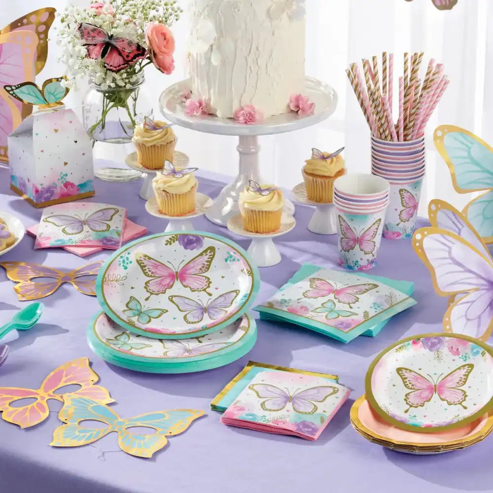 Butterfly Shimmer Beverage Party Napkins (x16) Kids Party