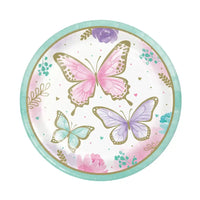 Butterfly Shimmer Large Paper Plates (x8) Kids Party