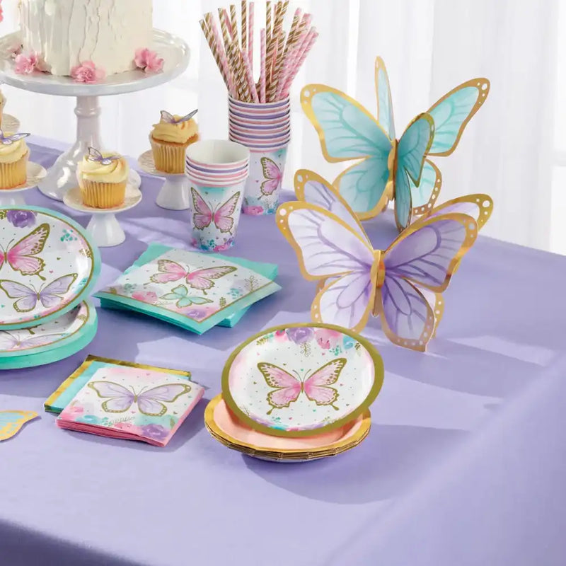 Butterfly Shimmer Small Paper Plates (x8) Kids Party