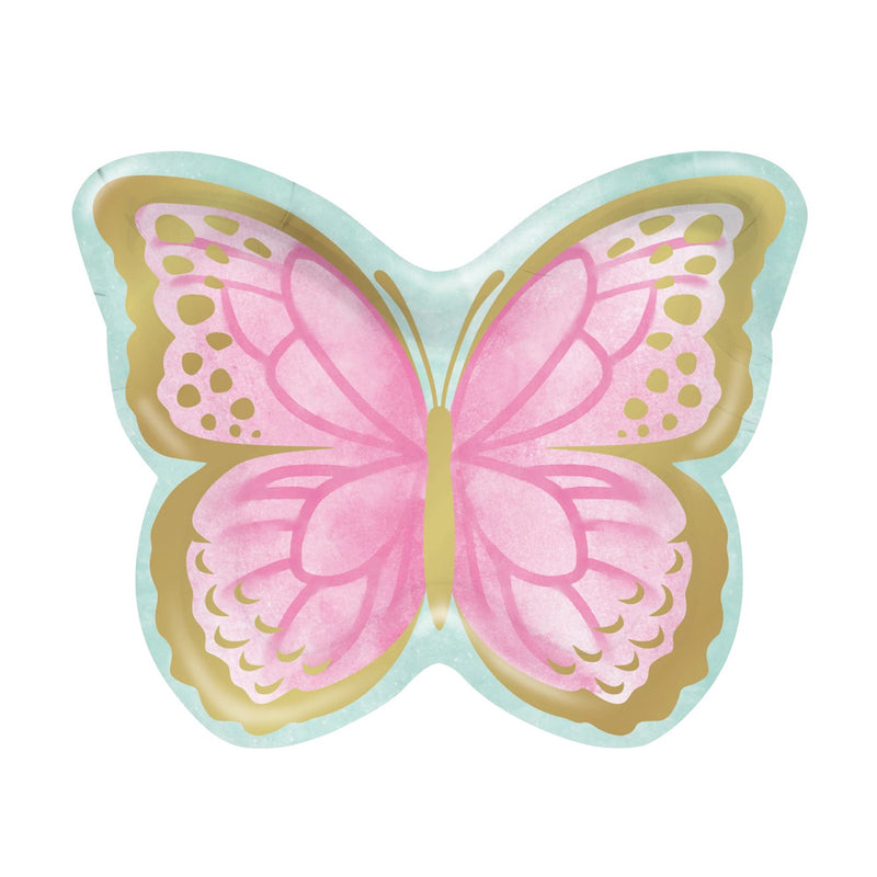 Butterfly Shimmer Shaped Paper Plates (x8)
