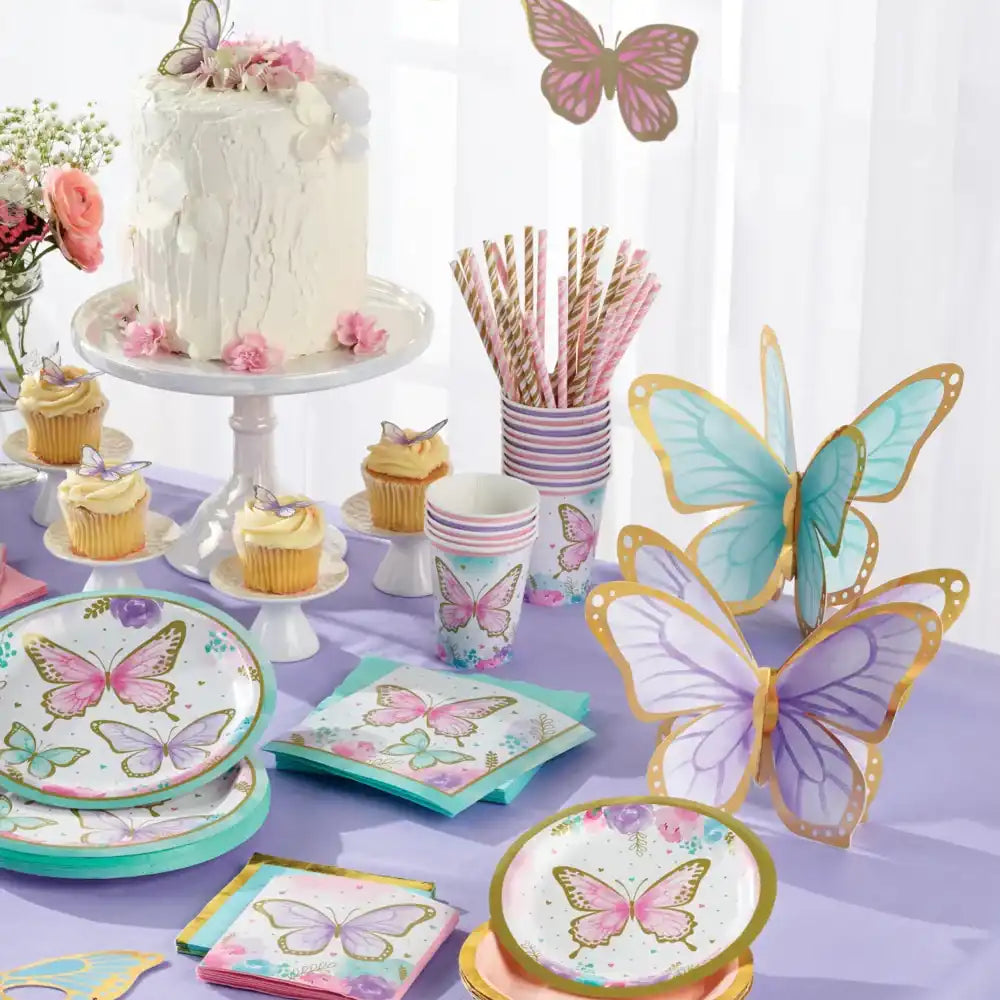 Butterfly Shimmer Paper Party Cups (x8) Kids Party