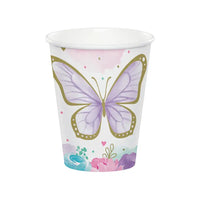 Butterfly Shimmer Paper Party Cups (x8) Kids Party