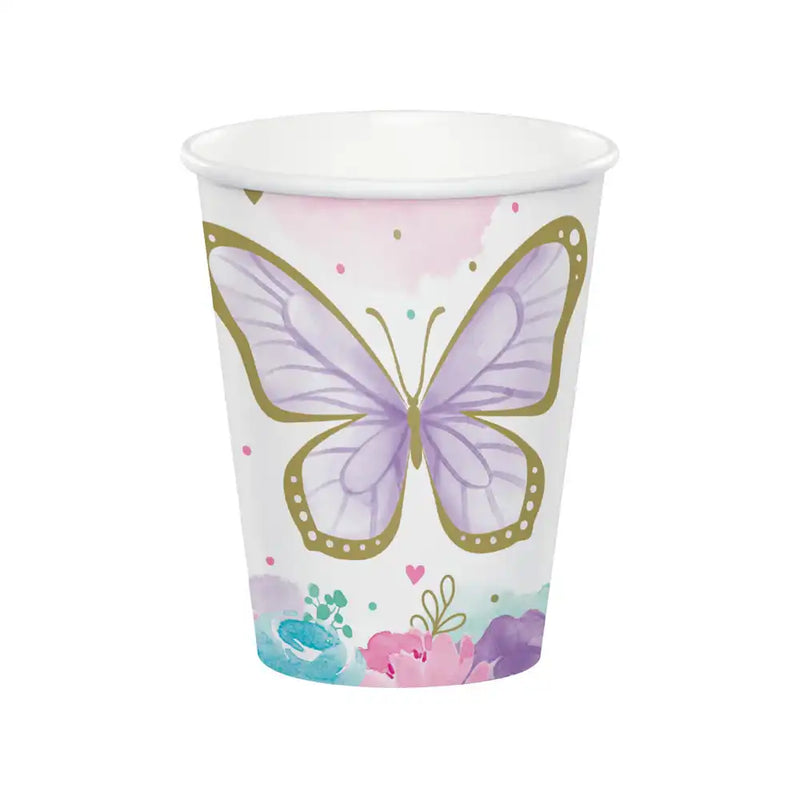 Butterfly Shimmer Paper Party Cups (x8) Kids Party