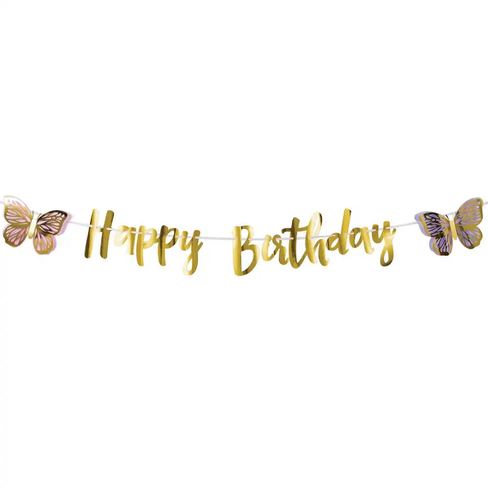 Butterfly Shimmer Party Banner Kids Party