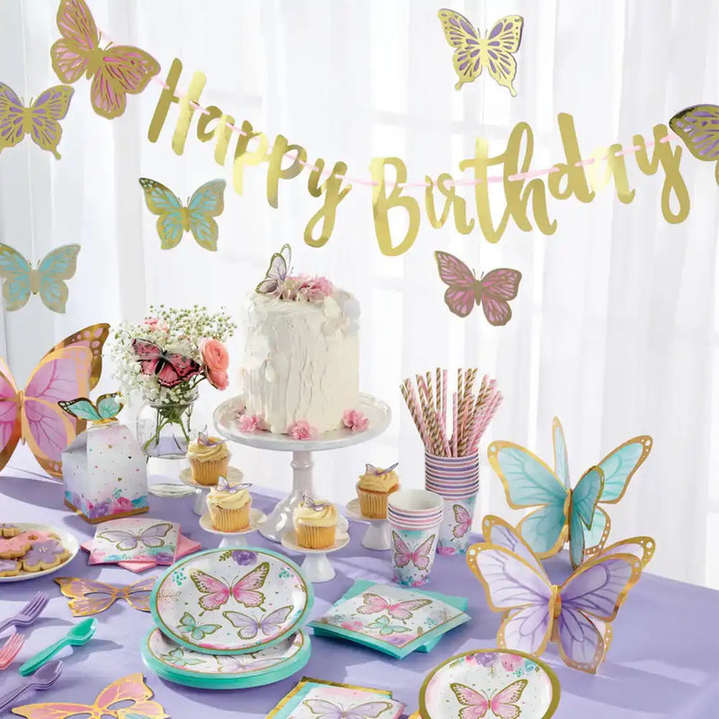 Butterfly Shimmer Party Banner Kids Party