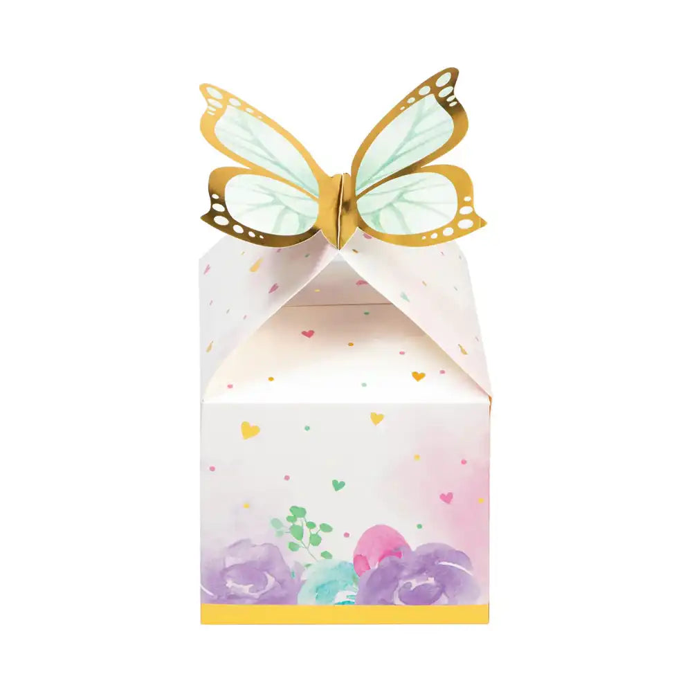 Butterfly Shimmer Paper Party Boxes (x8) Kids Party