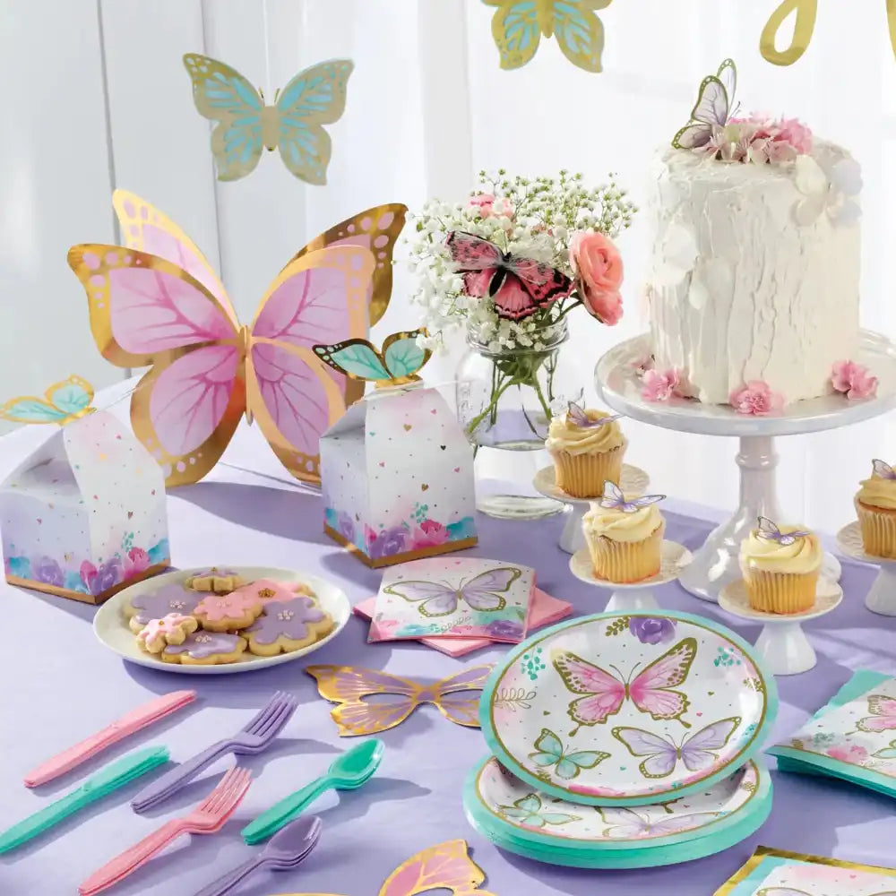 Butterfly Shimmer Paper Party Boxes (x8) Kids Party