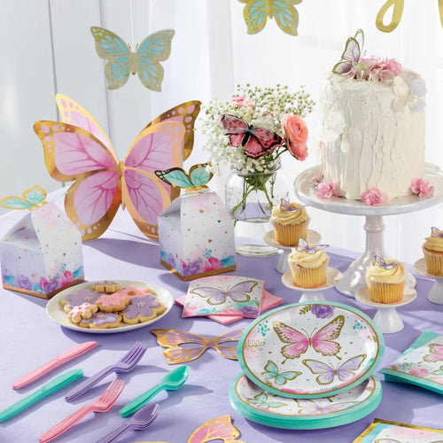Butterfly Shimmer Paper Party Boxes (x8)