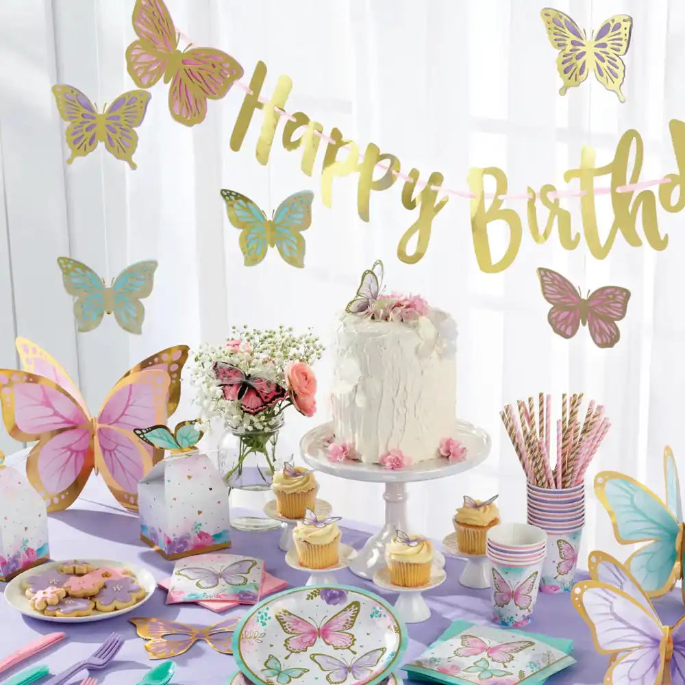Butterfly Shimmer Hanging Decorations (x3) Kids Party