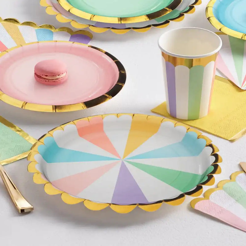 Pastel Large Paper Party Plates (x8) Pastel