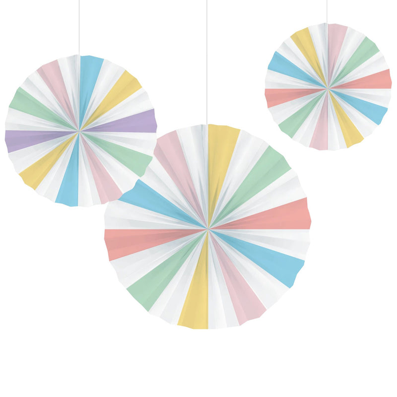Pastel Fan Decorations (x3)