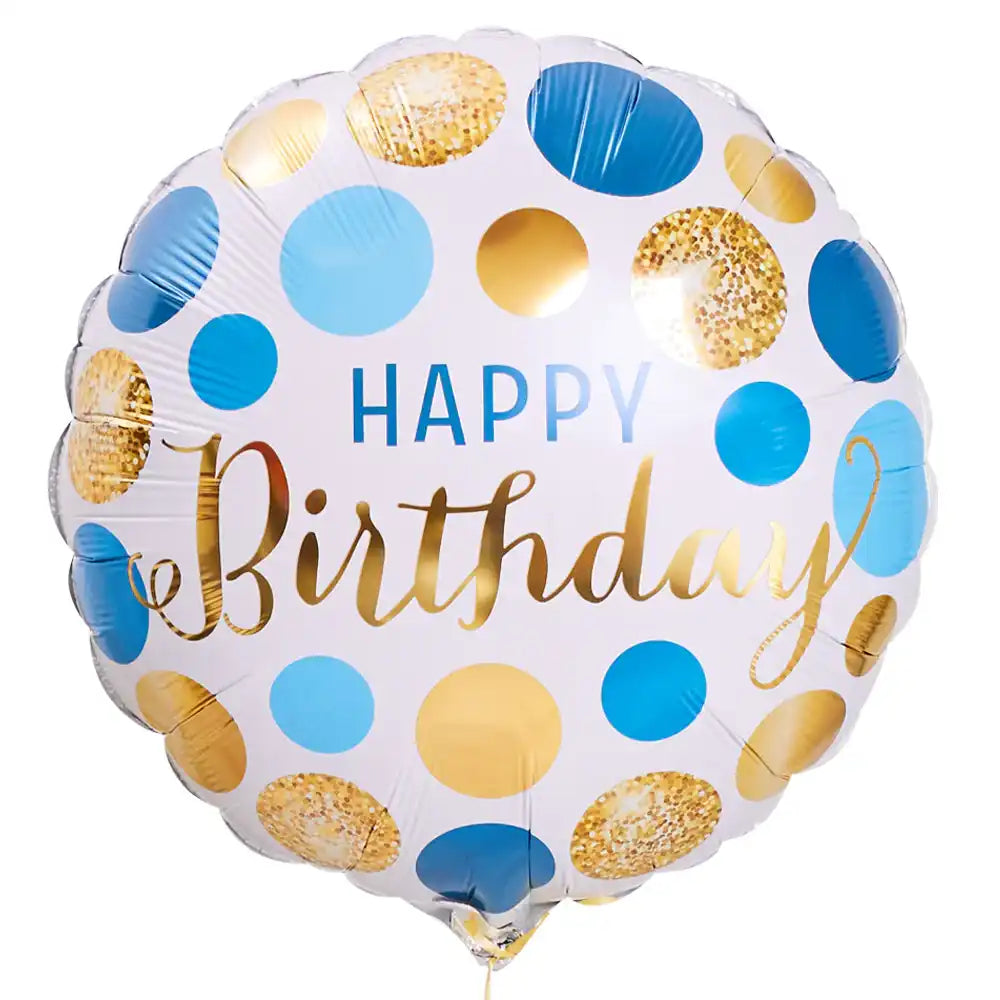 Deluxe Personalised Balloon Bunch - 21st Birthday Gold & Blue Personalised Balloons