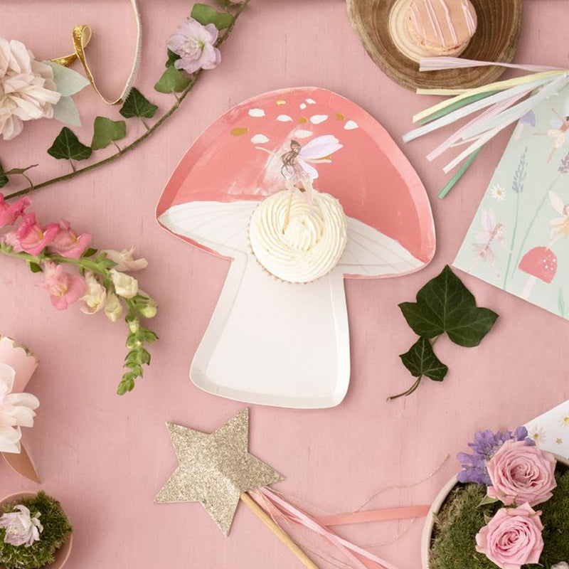 Fairy Garden Toadstool Paper Party Plates (x8)