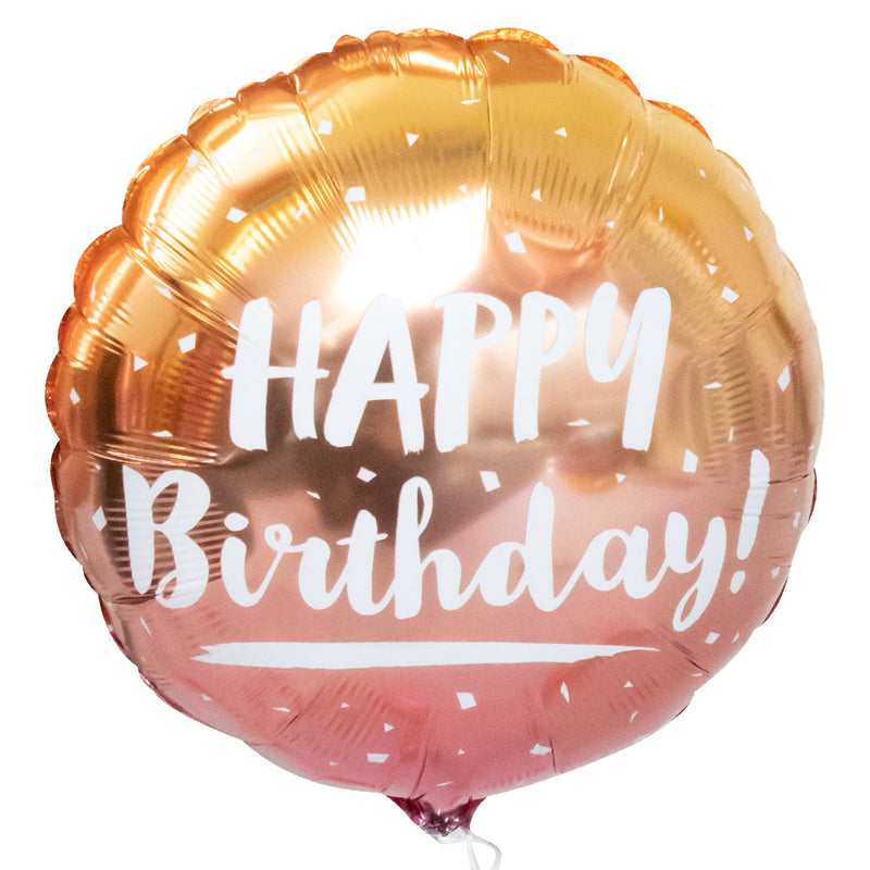 Happy Birthday Foil Balloon - Rose Gold Ombre