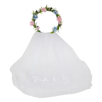 Floral Headband with Embroidered Veil Hen Party