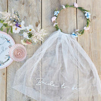 Floral Headband with Embroidered Veil Hen Party