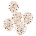 It's Twins Rose Gold Flower Latex Confetti Balloons (x5)
