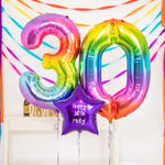 30th Birthday Balloons - Personalised Inflated Balloon Bouquet Rainbow