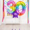 30th Birthday Balloons - Personalised Inflated Balloon Bouquet Rainbow Personalised Balloons