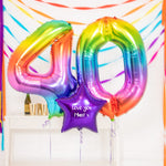 40th Birthday Balloons - Personalised Inflated Balloon Bouquet Rainbow