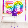 50th Birthday Balloons - Personalised Inflated Balloon Bouquet Rainbow Personalised Balloons
