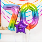 70th Birthday Balloons - Personalised Inflated Balloon Bouquet Rainbow