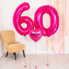 60th Birthday Balloons - Personalised Inflated Balloon Bouquet Pink Personalised Balloons