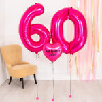 COPY EXAMPLEof Personalised Inflated Balloon Bouquet - 60th Birthday Pink Personalised Balloons
