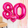 80th Birthday Balloons - Personalised Inflated Balloon Bouquet Pink Personalised Balloons