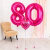 80th Birthday Balloons - Personalised Inflated Balloon Bouquet Pink Personalised Balloons
