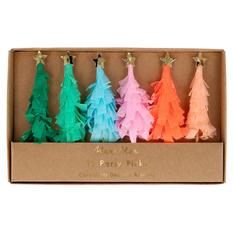 Rainbow Fringed Tree Picks (x6) Christmas 2024