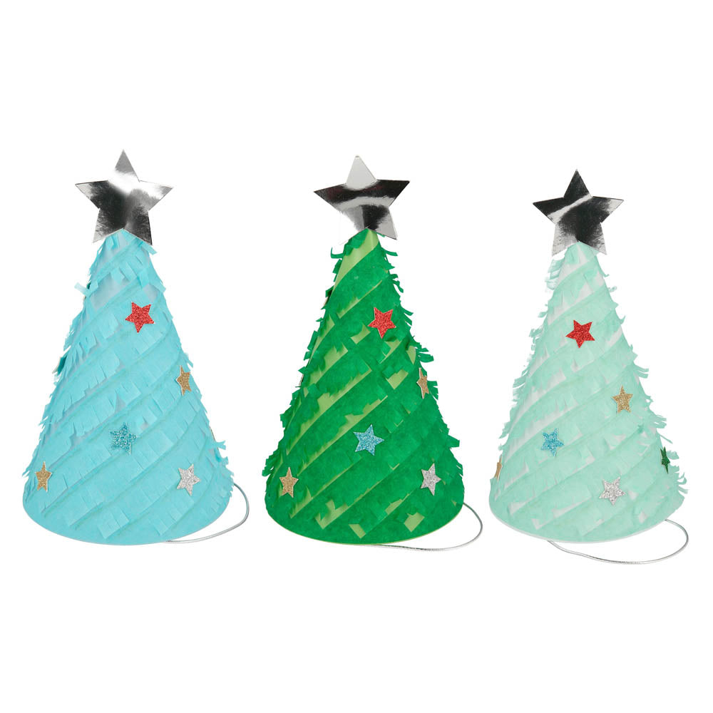Fringed Christmas Tree Party Hats (x6) Christmas 2024