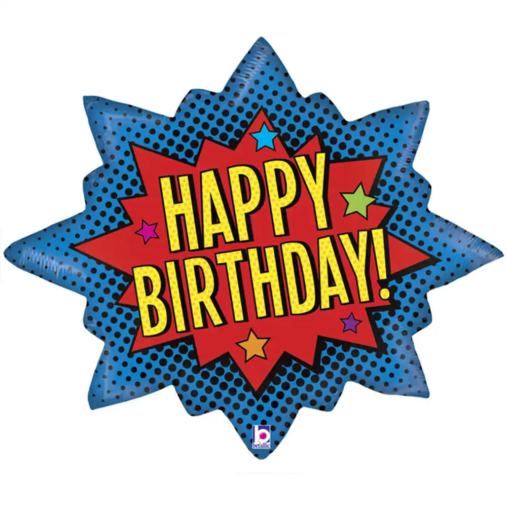 Superhero Happy Birthday Burst Balloon Superhero