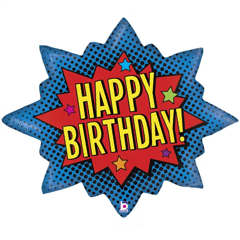 Superhero Happy Birthday Burst Balloon Superhero
