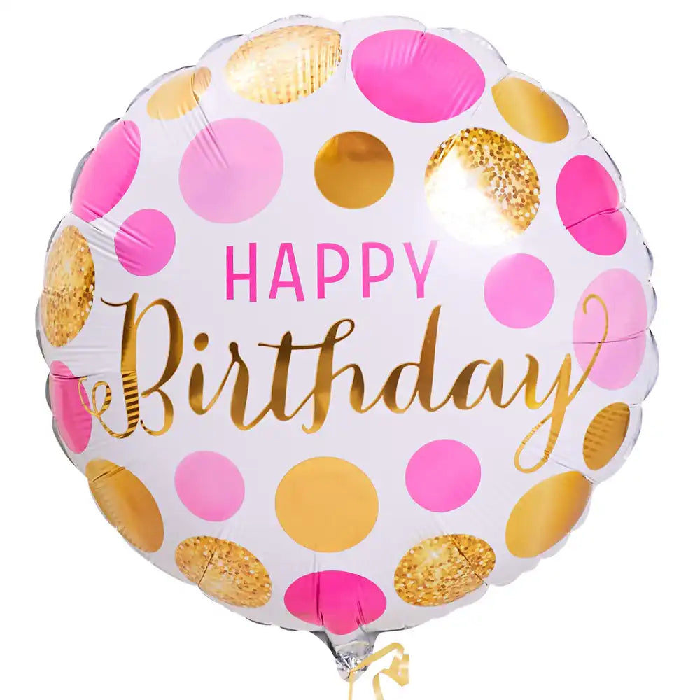 Deluxe Personalised Balloon Bunch - 50th Birthday Gold & Pink Personalised Balloons