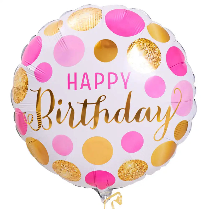 Deluxe Personalised Balloon Bunch - 50th Birthday Gold & Pink Personalised Balloons