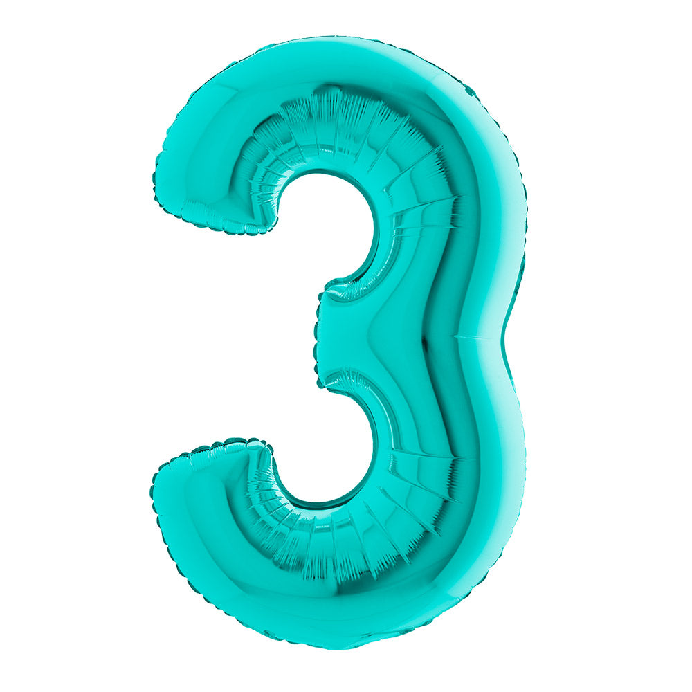 Supershape Tiffany Blue 40in Helium Balloon Number 3 General Party