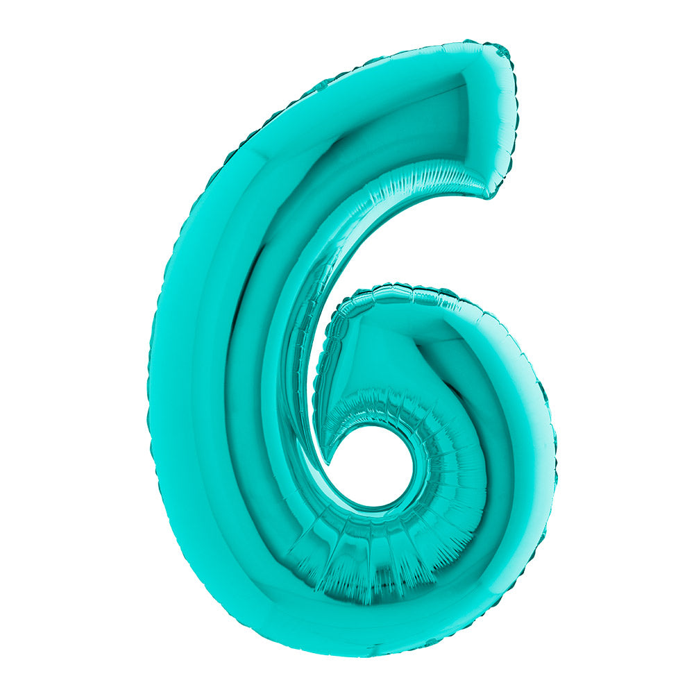 Supershape Tiffany Blue 40in Helium Balloon Number 6 General Party