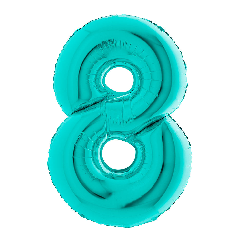 Supershape Tiffany Blue 40in Helium Balloon Number 8 General Party