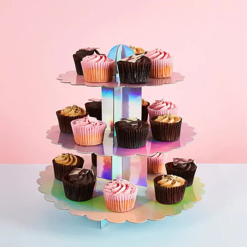 Three Tier Scallop Edge Cake Stand - Iridescent General Party