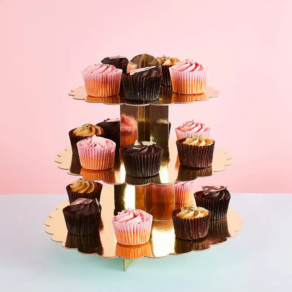 Three Tier Scallop Edge Cake Stand - Gold General Party