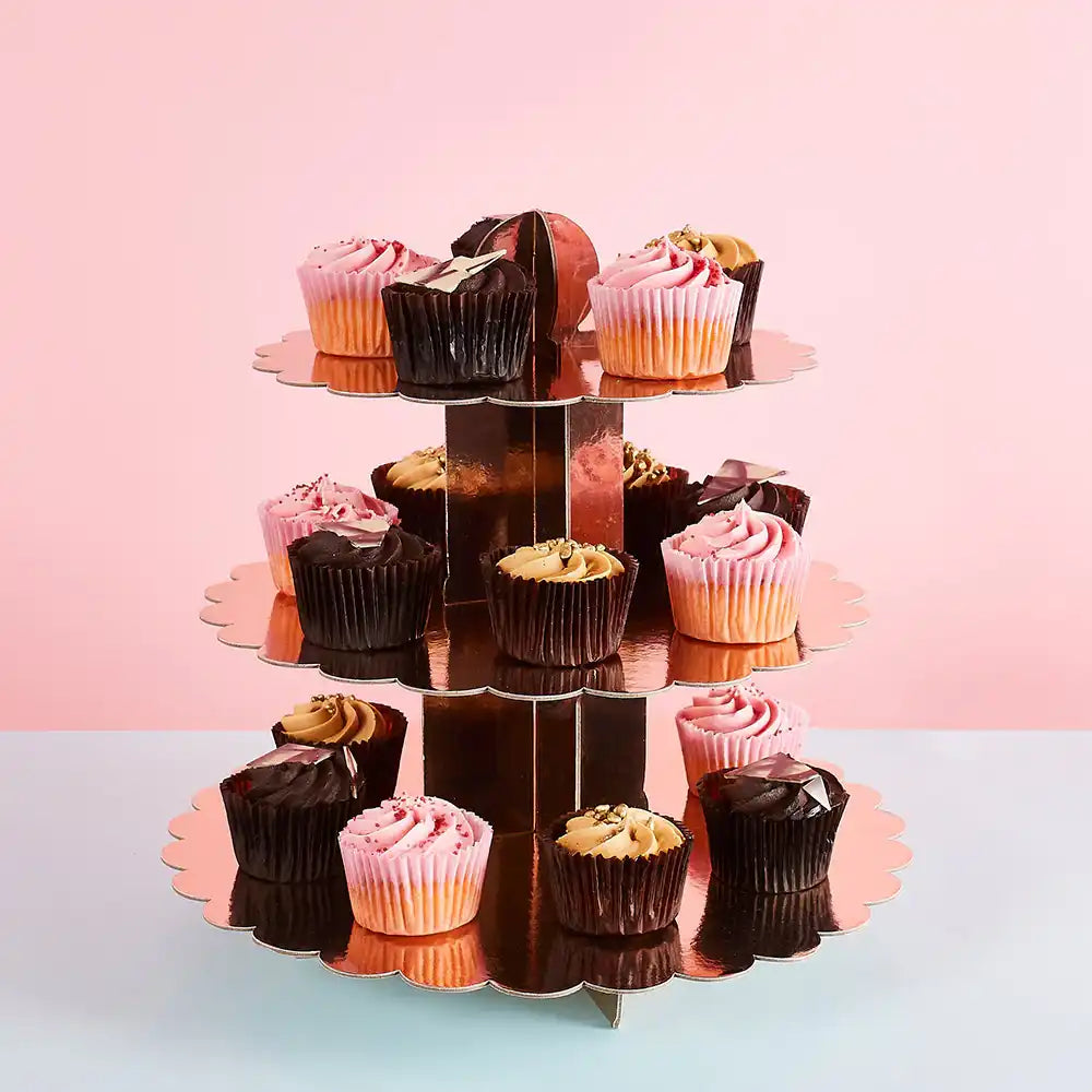 Three Tier Scallop Edge Cake Stand - Rose Gold General Party