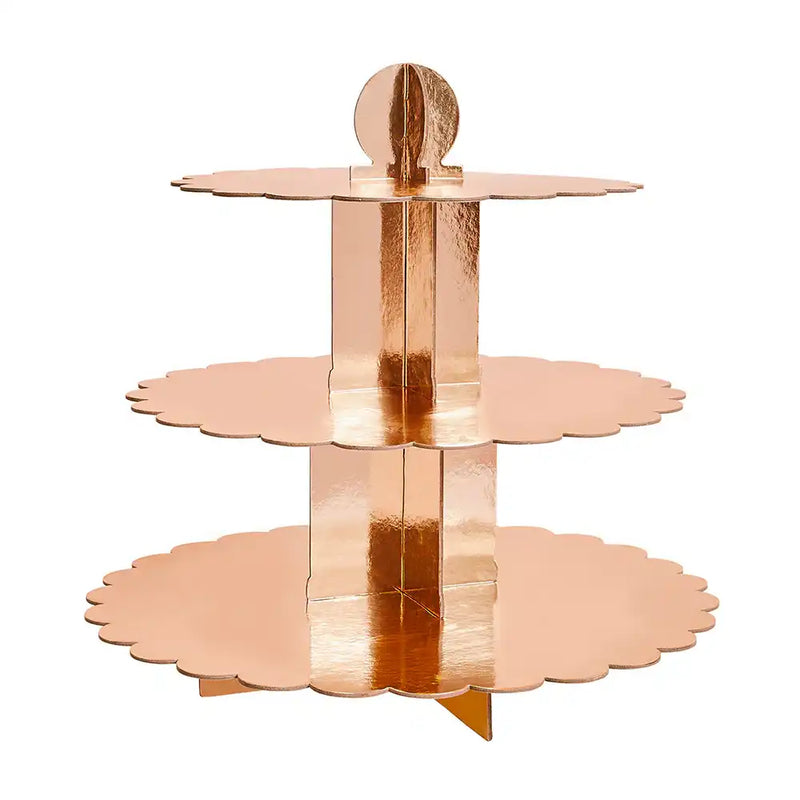 Three Tier Scallop Edge Cake Stand - Rose Gold General Party