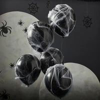 Black Webbed Latex Balloons (x5) Halloween 2023